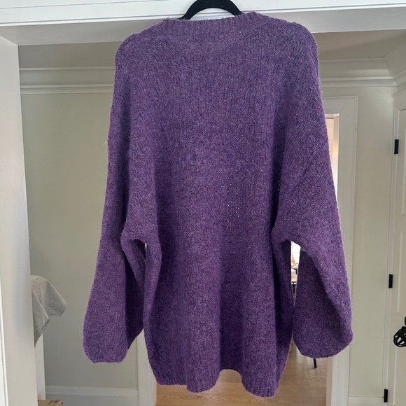 NWT - KATE HEWKO Heathered Purple Knit Balloon Sleeve Sweater - OS - Picture 8 of 16